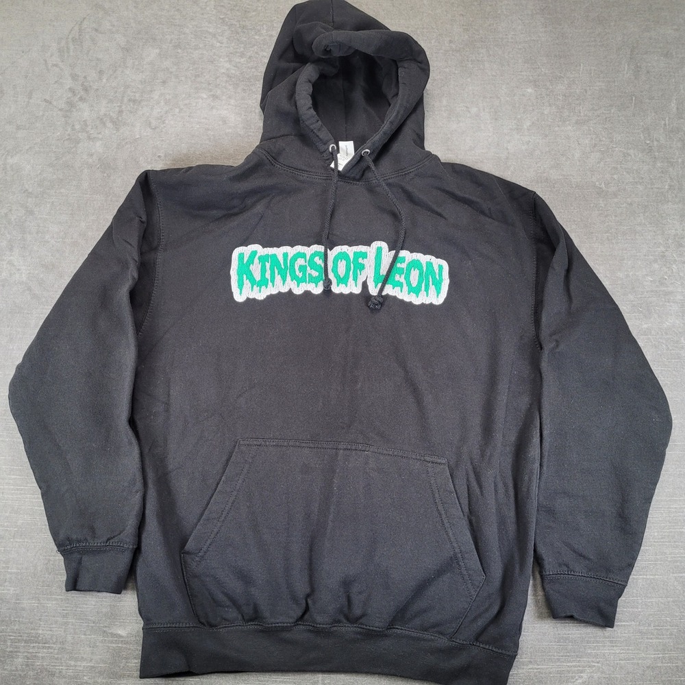 Kings Of Leon Just Hoods Hoodie Mens Size M Black Green Graphic